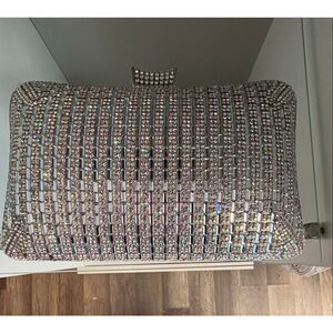 Rhinestone Embellished Evening Bag-Silver